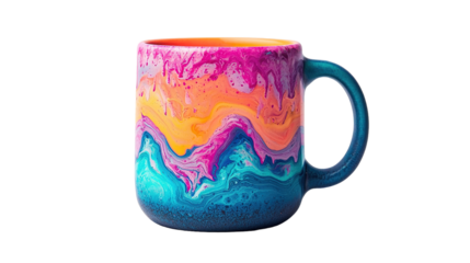 Vibrant mug mockup product photography artistic environment front view colorful design