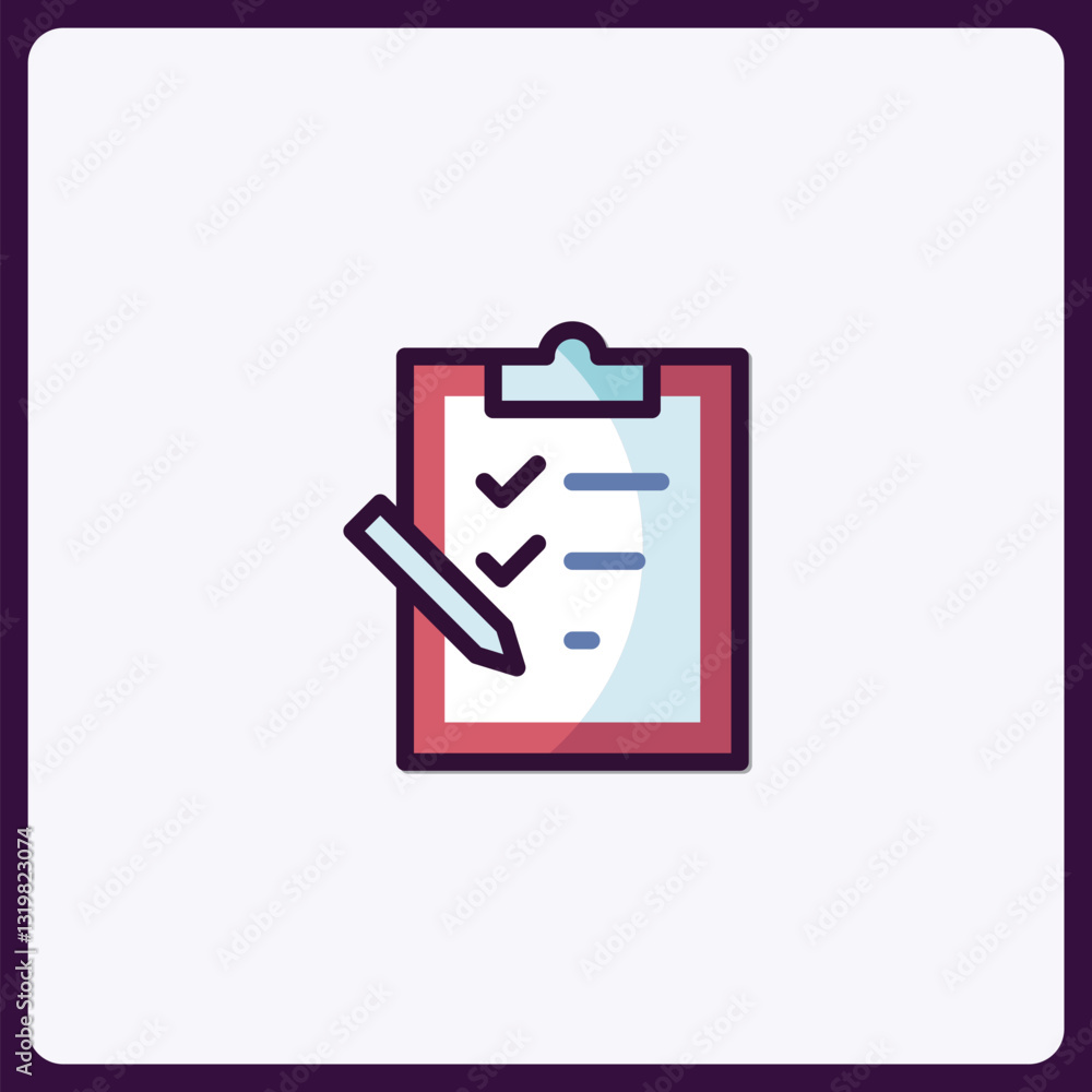 Aufkleber clipboard with checklist and pencil icon symbolizing task management system