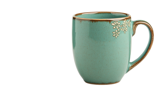 Mug mockup displaying floral design product photography minimalistic style straight view branding concept