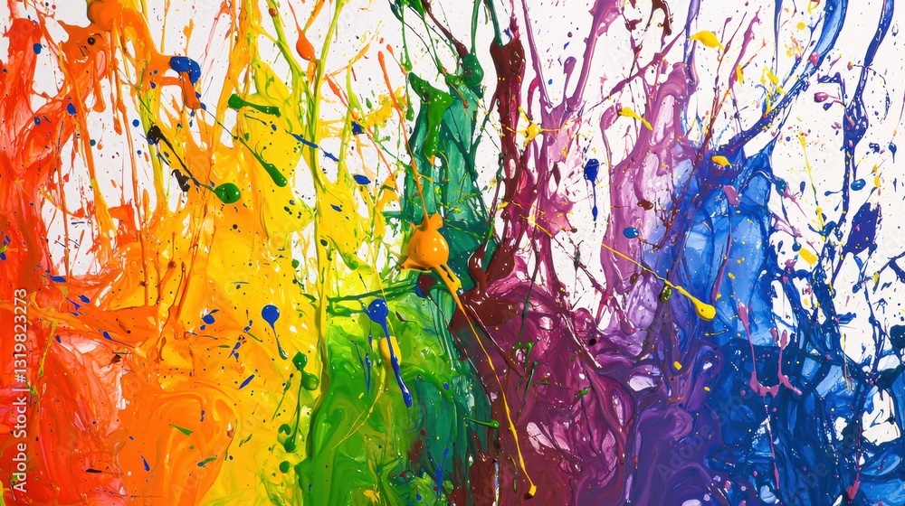 Aufkleber bright splashes of paint in a spectrum of colors radiate energy and creativity, creating a lively ab
