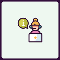 Colorful Icon Representing Customer Service with Information and Support