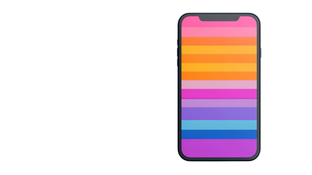 Mobile app mockup displaying vibrant mode colors for design showcase