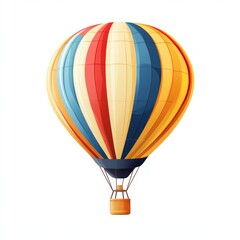 Naklejka premium Air balloon floating high in the sky, cartoon flat style illustration