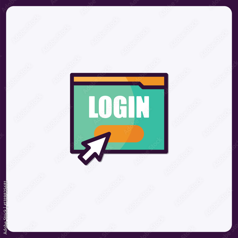 Poster minimalist login icon design for website access and authentication