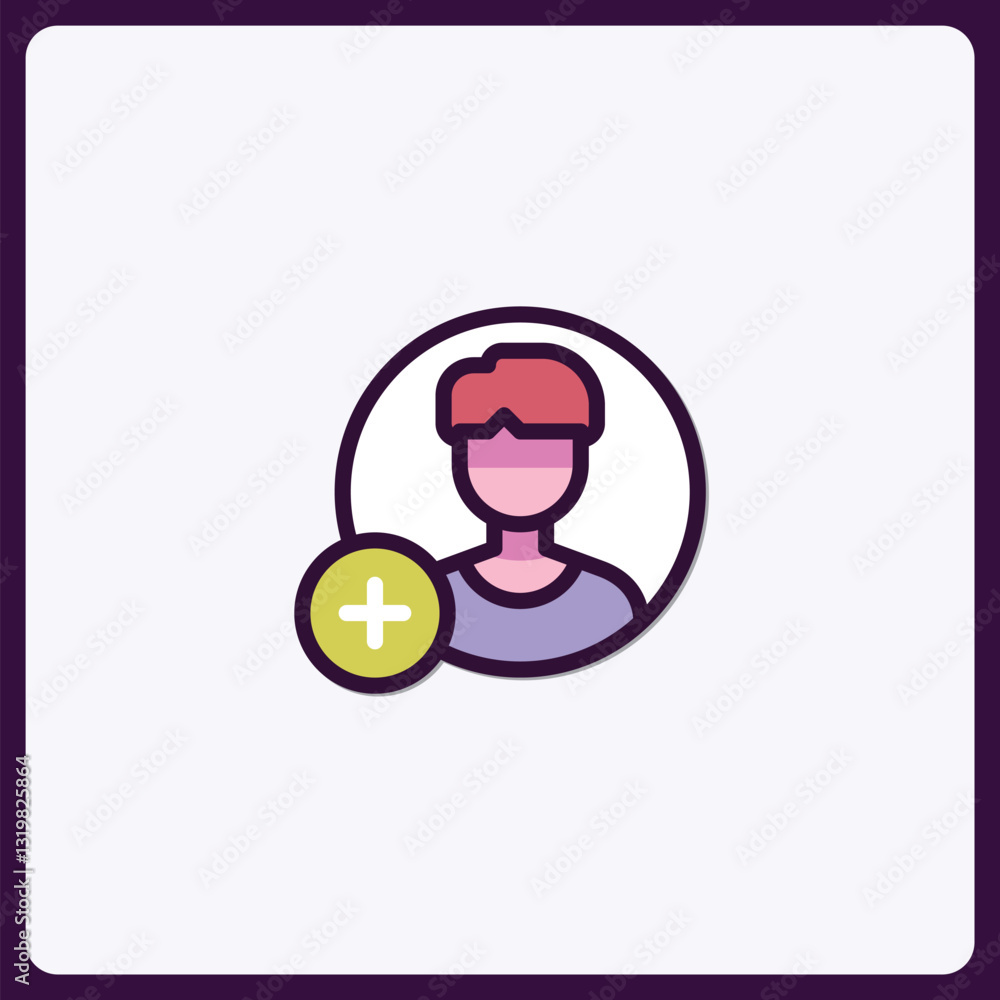 Poster minimalist vector icon displaying add user symbol for interface design