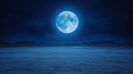 Majestic Night: Giant Moon Over Desert Landscape