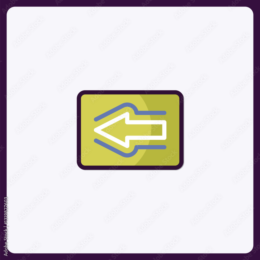 Poster stylized vector graphic of an arrow pointing left within a rectangle