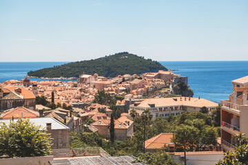 Croatia, Dubrovnik. Beautiful sea view from the observation deck. Summer nature of Croatia