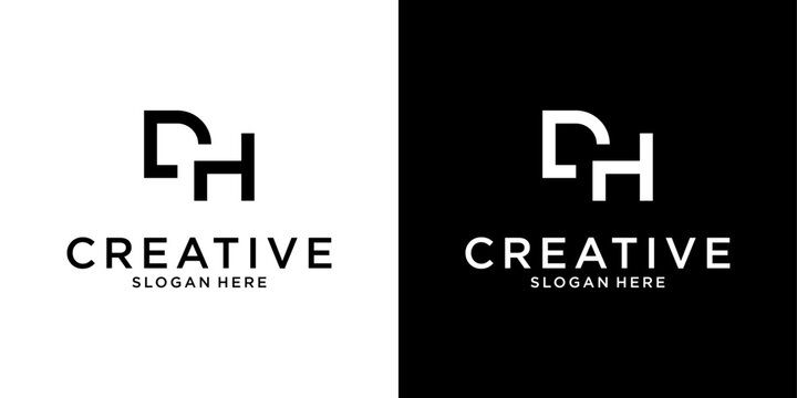 DH or HD initial letter logo design vector template