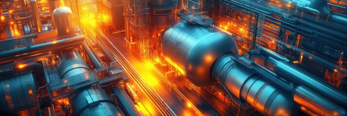 Innovative design for industrial promotional flyers featuring complex piping systems