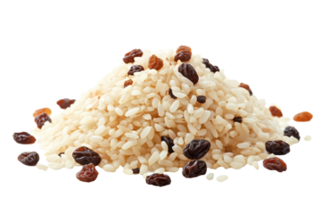 Afghan qabuli palau rice with raisins isolated on transparent white background