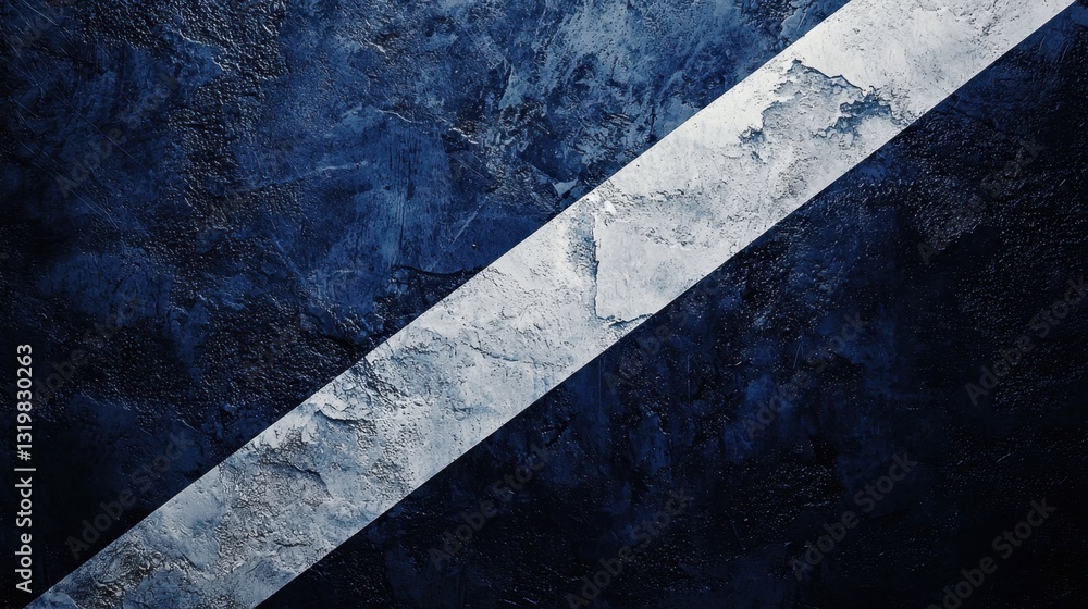 Poster a textured surface showcases a diagonal white stripe across a deep blue backdrop. the combination cr