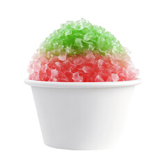 Hawaiian Shave Ice, Shaved Ice or Snow Cone dessert isolated. on a white background.
