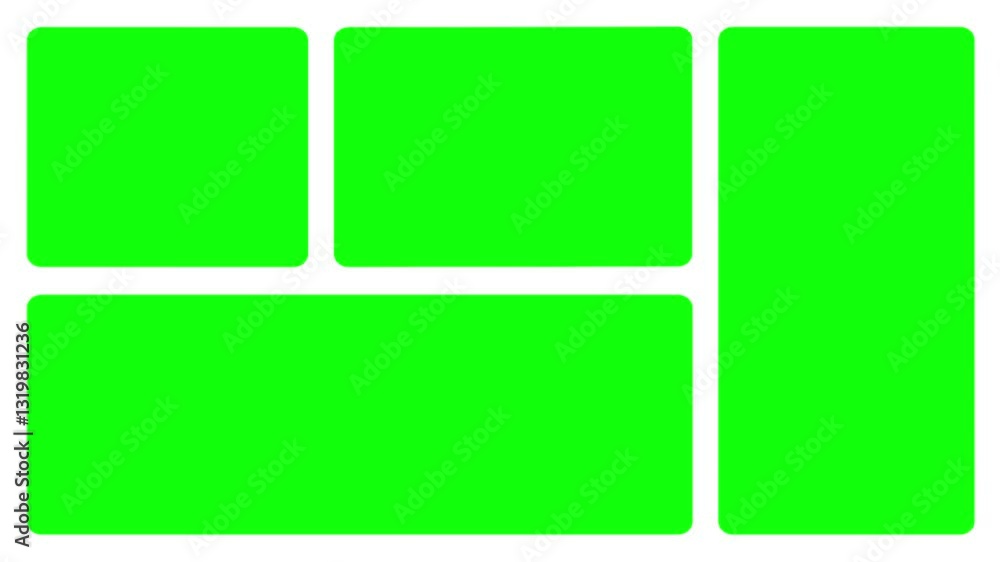 Aufkleber collage or grid green screen 4k animation native design elements, simple bento grid ui layout design