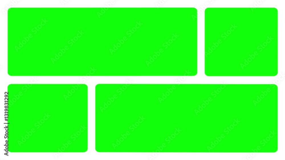 Aufkleber collage or grid green screen 4k animation native design elements, simple bento grid ui layout design