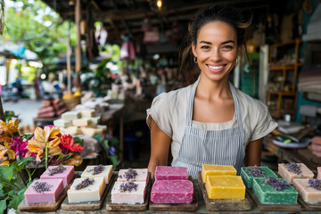 Artisan Soap Shop: Handmade, Organic Soaps, Beautiful Selection, Local Market, Small Business, Entrepreneur, Happy Customer Service