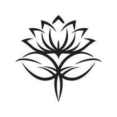 Lotus flower outline vector illustration.