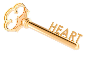 Key from heart, concept. 3D rendering isolated on transparent background
