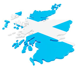 Scotland. Scottish map closeup, 3D rendering isolated on transparent background