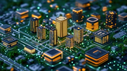 Smart City on a Circuit Board: Futuristic Urban Landscape Integrated with Technology