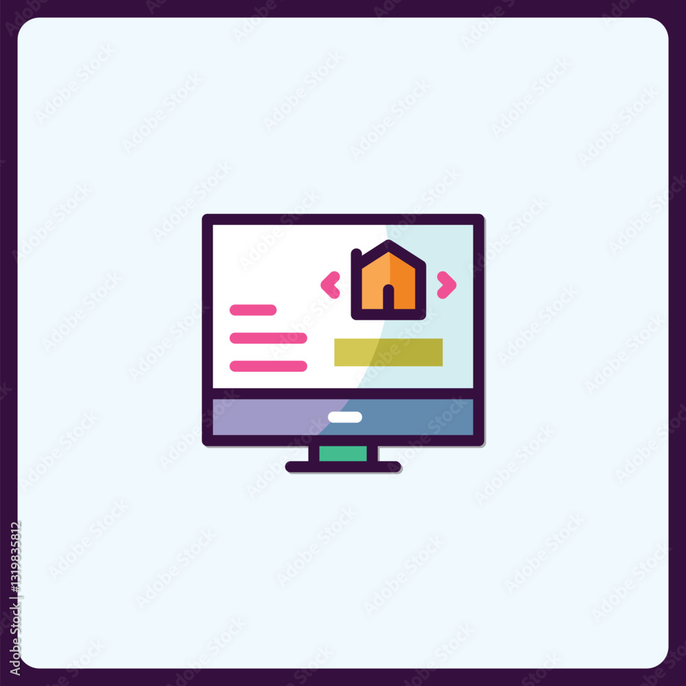 Aufkleber illustration of a computer displaying a home listing interface design