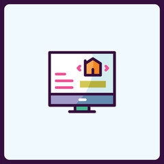 Illustration of a computer displaying a home listing interface design