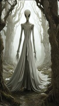 mystical fog ghost - alien creepily looms rising into the air.