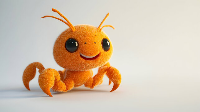 Cute Orange Ant With Big Eyes in a Playful Pose Against a White Background With Soft Lighting and Sugar Coating Details