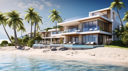 Obraz premium A photo of a luxury beachfront property