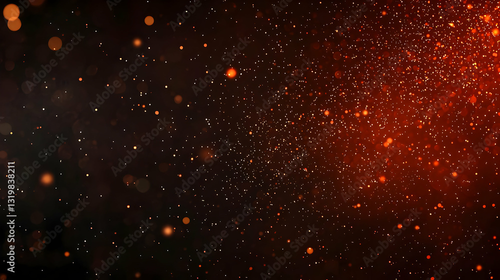 Poster abstract orange particle effect background with bokeh and glow lighting