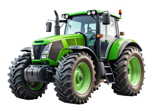 green tractor isolated on white