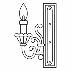 Hand-drawn Illustration of a modern wall sconce with Candles. Modern Wall lamp vector art design. coloring page, candlestick with candle