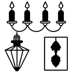 Hand-drawn Illustration of a modern wall sconce with Candles. Modern Wall lamp vector art design. coloring page, candlestick with candle