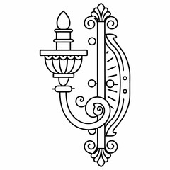Hand-drawn Illustration of a modern wall sconce with Candles. Modern Wall lamp vector art design. coloring page, candlestick with candle