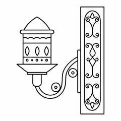 Hand-drawn Illustration of a modern wall sconce with Candles. Modern Wall lamp vector art design. coloring page