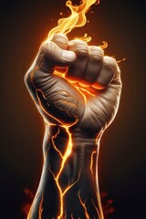 a domineering golden fist, emitting a strong flame that radiated from within