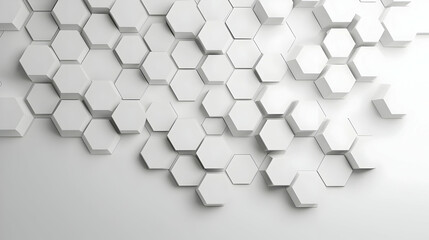 White Abstract Hexagonal Background With 3D Geometric Shapes And Light And Shadow Creates A Modern Minimalist Pattern
