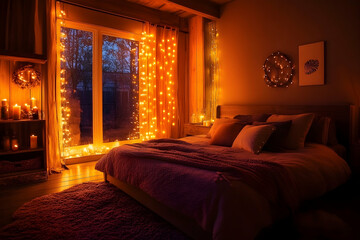 Farmhouse-inspired children's room with wooden furniture and soft lighting