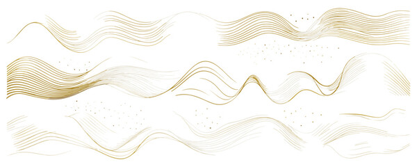 Elegant gold and white wavy linear icons set - vector style.