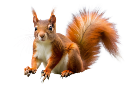 red squirrel on a white background