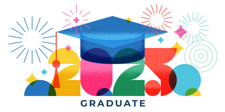 Class of 2025 graduate celebration. Vector illustration. Education banner, typography poster, greeting card print design - Powered by Adobe