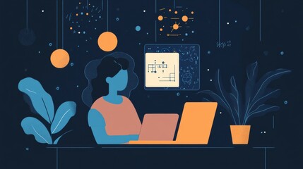 Student engages with AI driven virtual learning environment on laptop during online study session