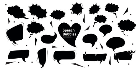 Speech bubbles Vector Set. Collection of Different forms of speech bubbles for graphic design. Isolated Vector design elements