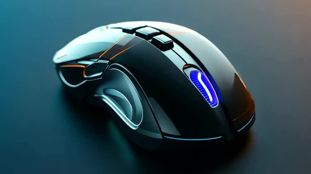 Sleek gaming mouse with vibrant LED lights on a dark surface, showcasing modern design