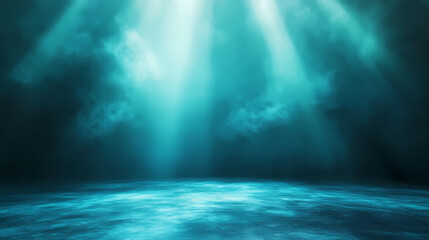 Softly glowing teal light radiates an ethereal ambiance in a vast empty space , teal, background, teal, background, serene. Dreamy Illumination. Illustration