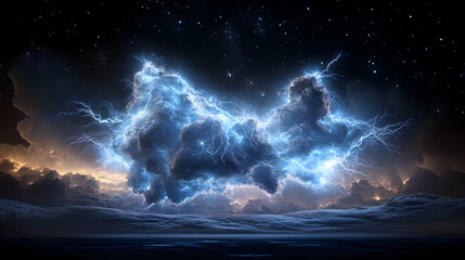 Dreamlike Glowing Constellation of Pure Light Illuminating the Cosmic Night Sky
