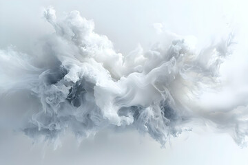 Dynamic Abstract Composition of Soft Gray and White Textures Evoking Fluid Movement on Solid Background