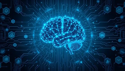 Futuristic Brain Scan Illustration | Neural Circuitry & AI Technology Design