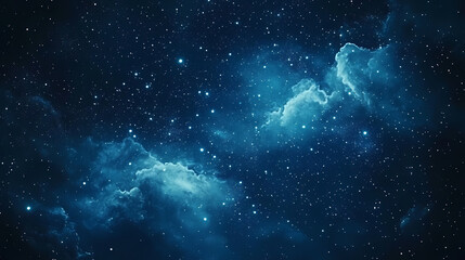 Abstract blue watercolor background with dark and light shades resembling a night sky filled with stars. Dreamy Illumination. Illustration