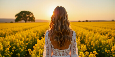 Fototapeta premium girl in a field